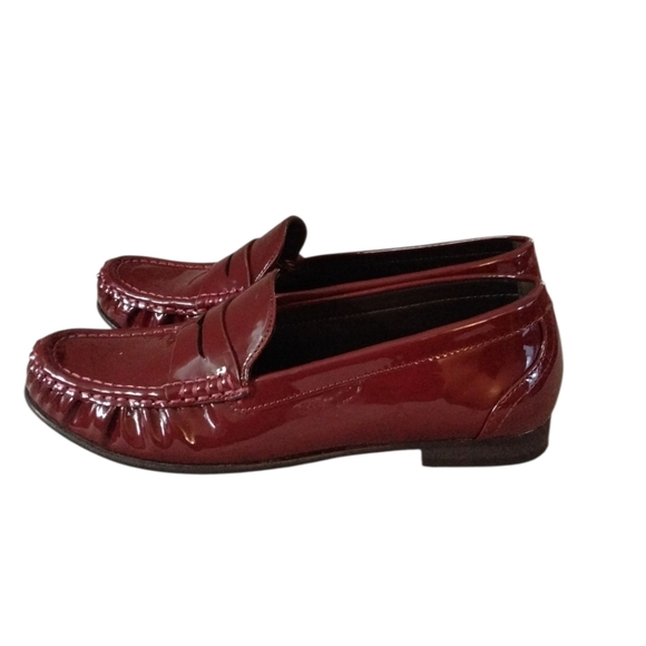 Zara Burgundy Patent Leather Loafers Size 6 - Picture 5 of 10